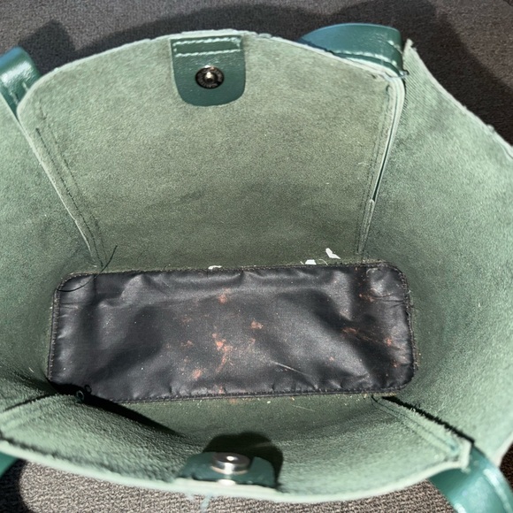 Structured Women Leather Handbag Shoulder Tote Satchel emerald green olive - Picture 10 of 12